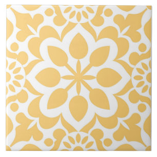 Elegant Portuguese azulejo Yellow Vintage pattern Ceramic Tile