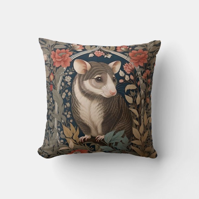 Elegant Possum William Morris Inspired Floral Cushion (Front)