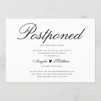 Elegant Postpone wedding card