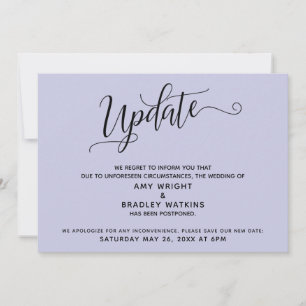 Elegant Postponed Wedding Announcement Lavender
