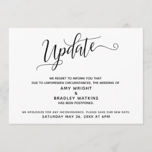 Elegant Postponed Wedding Announcement Update
