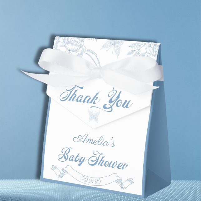 Elegant Powder Blue Butterfly Floral Thank You Favour Box (Creator Uploaded)