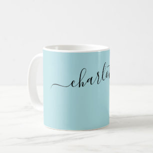Elegant Powder Blue Colour Modern Name Personalise Coffee Mug