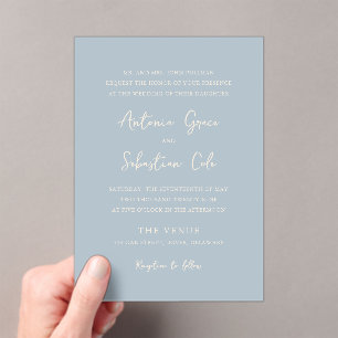 Elegant Powder Blue Modern Wedding Acrylic Invitations