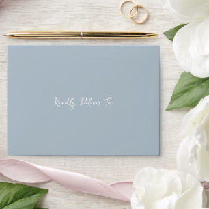 Elegant Powder Blue Modern Wedding Envelope