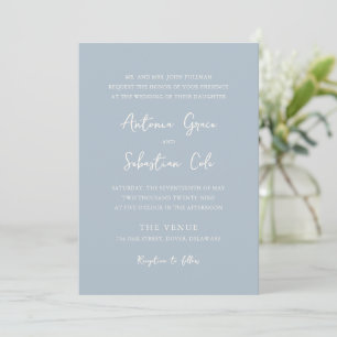 Elegant Powder Blue Modern Wedding Invitation