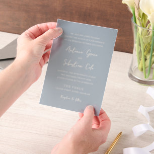 Elegant Powder Blue Modern Wedding Vellum Invitations