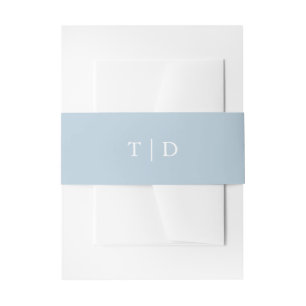 Elegant Powder Blue Monogram Modern Wedding Invitation Belly Band