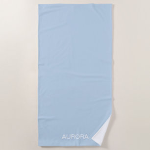 Elegant Powder Blue Personalised Name - Beach Towel