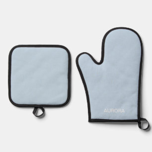 Elegant Powder Blue Personalized Name -  Oven Mitt & Pot Holder Set