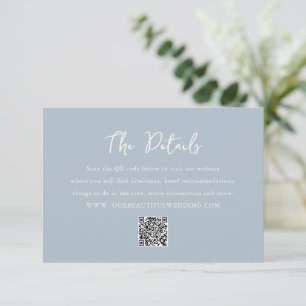 Elegant Powder Blue QR Code Modern Wedding Enclosure Card