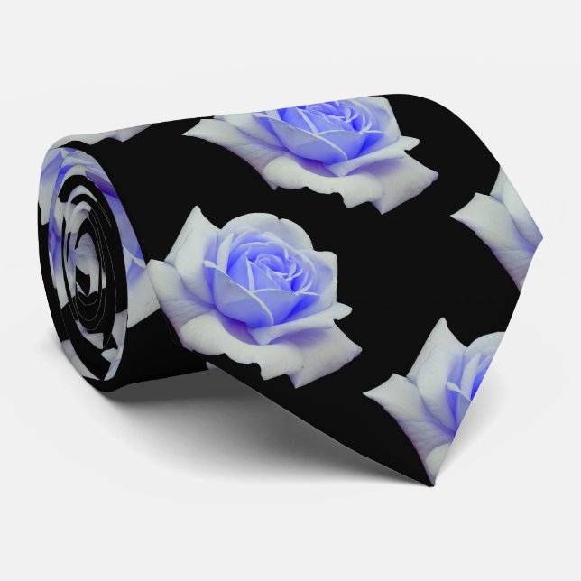 Elegant Powder Blue Roses Floral Tie (Rolled)