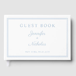 Elegant Powder Blue Script Wedding Guest Book
