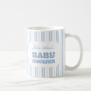 Elegant Powder Blue Striped Pattern Baby Shower Coffee Mug