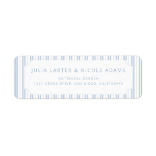 Elegant Powder Blue Striped Pattern Baby Shower Return Address Label
