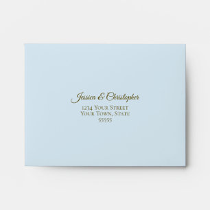 Elegant Powder Blue with Gold Lace Wedding RSVP Envelope