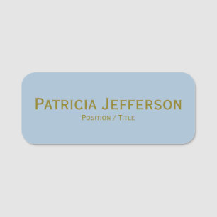 Elegant Powder Light Blue Gold Unique Professional Name Tag