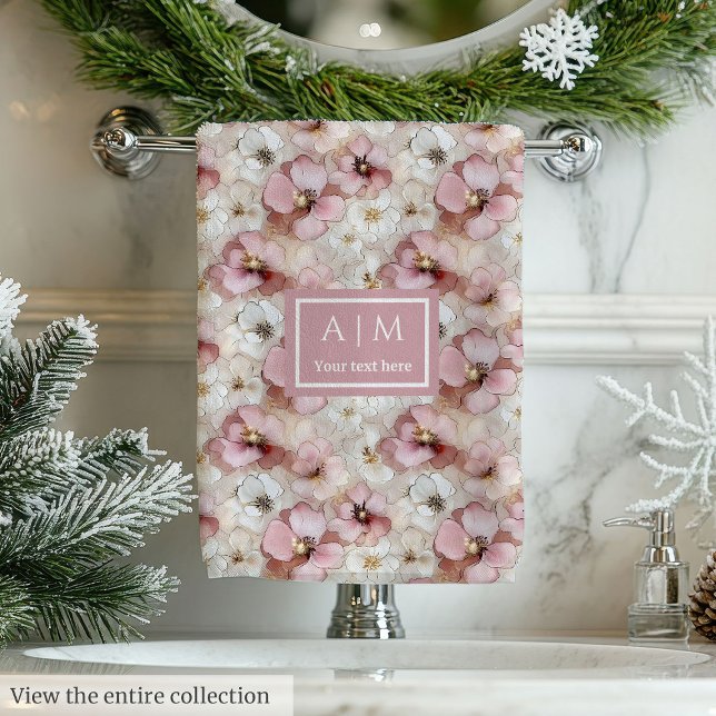 Elegant Powder Pink and Gold Flowers Bath Towels (Elegant Powder Pink and Gold Flowers Bath Towels)