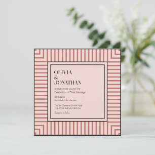 Elegant Powder Pink Stripes Simple Wedding Invitation