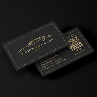 Elegant Premium Car Wash Auto Detailing Black Business Card