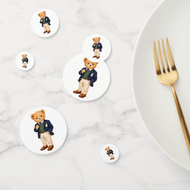 Elegant Preppy Polo Teddy Bear Confetti (Group)