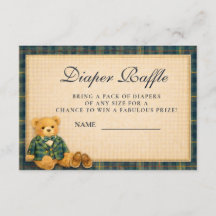 Elegant Preppy Teddy Bear Diapper Raffle