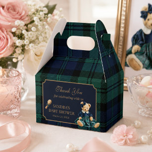 Elegant Preppy Teddy Bear Girl Baby Shower Favour Box