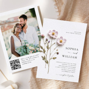 Elegant Pressed Dry Pastel Boho Flowers Wedding Invitation