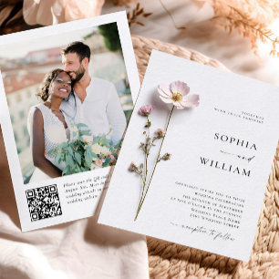 Elegant Pressed Dry Pastel Boho Flowers Wedding Invitation