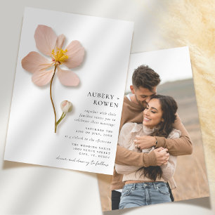 Elegant Pressed Flower Simple Photo Wedding Invitation