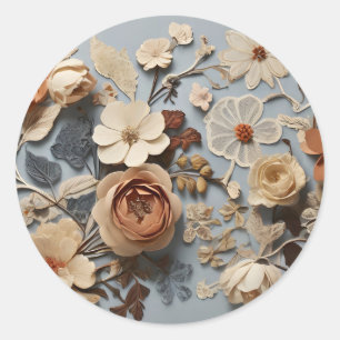 Elegant Pressed Flowers Classic Round Sticker