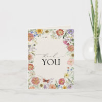 Elegant Pressed Flowers Watercolor Thank You Card