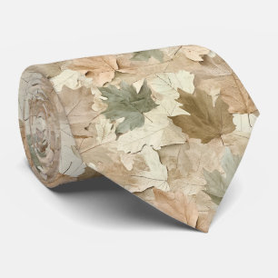 Elegant Pressed Leaves with Warm Parchment Base Tie