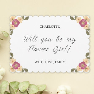 Elegant Pressed Wildflower Flower Girl Proposal Card