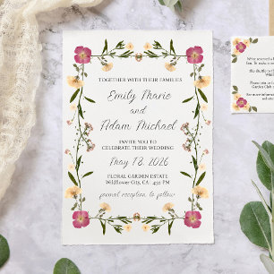 Elegant Pressed Wildflower Garden Boho Wedding  Invitation