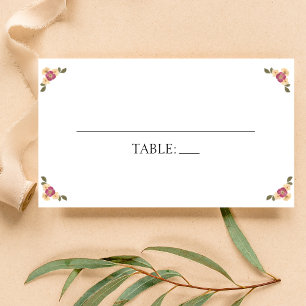 Elegant Pressed Wildflowers Boho Garden Wedding Place Card