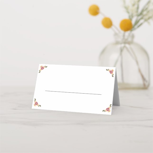 Elegant Pressed Wildflowers Boho Garden Wedding Place Card (Front)