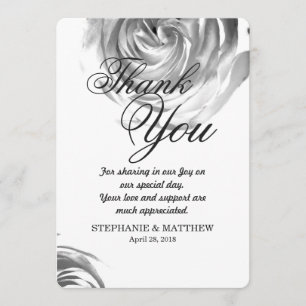 Elegant Pretty Black and White Rose Print Thank You Card