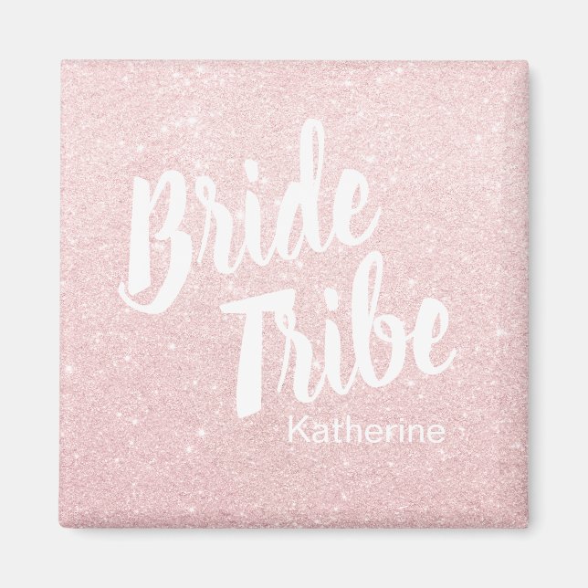 Elegant pretty chick rose gold glitter bride tribe magnet (Front)
