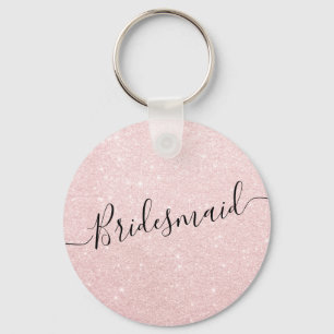 Elegant pretty chick rose gold glitter bridesmaid key ring