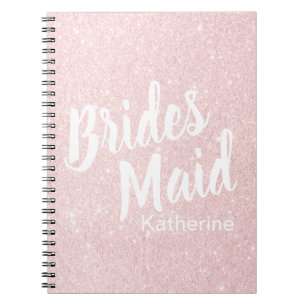 Elegant pretty chick rose gold glitter bridesmaid notebook