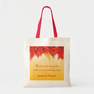 Elegant, pretty fall wedding favour thank you tote bag