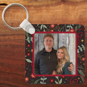 Elegant Pretty Floral Photo Names Inspirivity  Key Ring