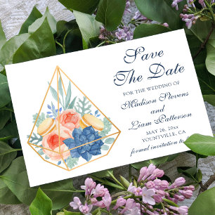 Elegant Pretty Floral Succulent Macaron Save The Date