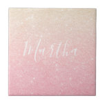 Elegant pretty girly gradient rose gold glitter ceramic tile<br><div class="desc">Stylish faux rose gold glitter pattern.</div>