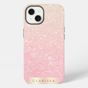 Elegant pretty girly gradient rose gold glitter iPhone 13 case