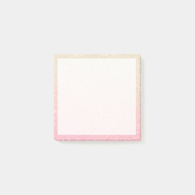 Elegant pretty girly gradient rose gold glitter post-it notes (Front)