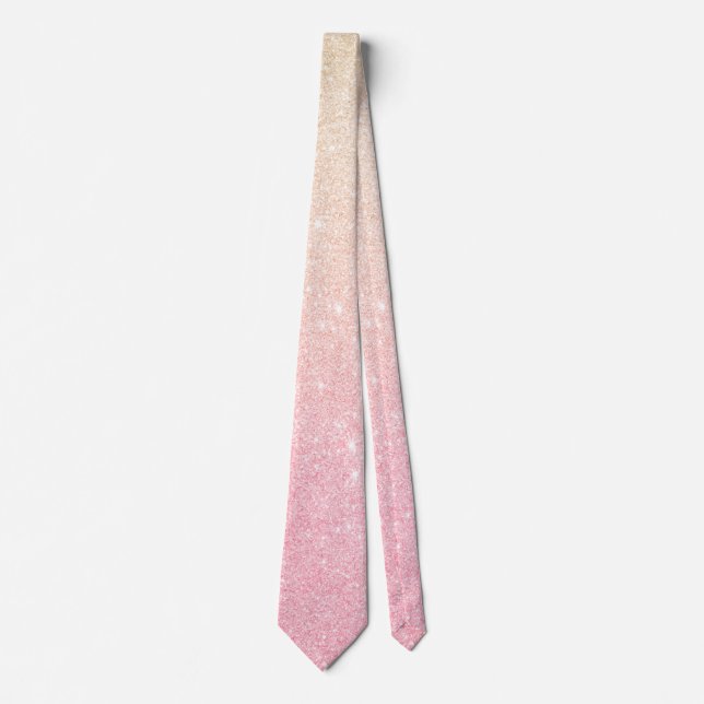 Elegant pretty girly gradient rose gold glitter tie (Front)