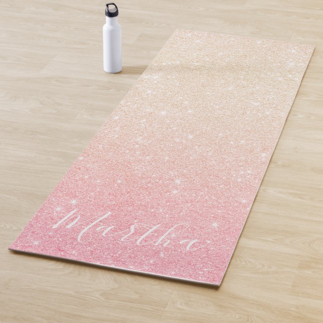 Elegant pretty girly gradient rose gold glitter yoga mat (In Situ)