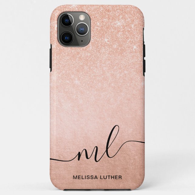 Elegant pretty gradient copper rose gold glitter Case-Mate iPhone case (Back)